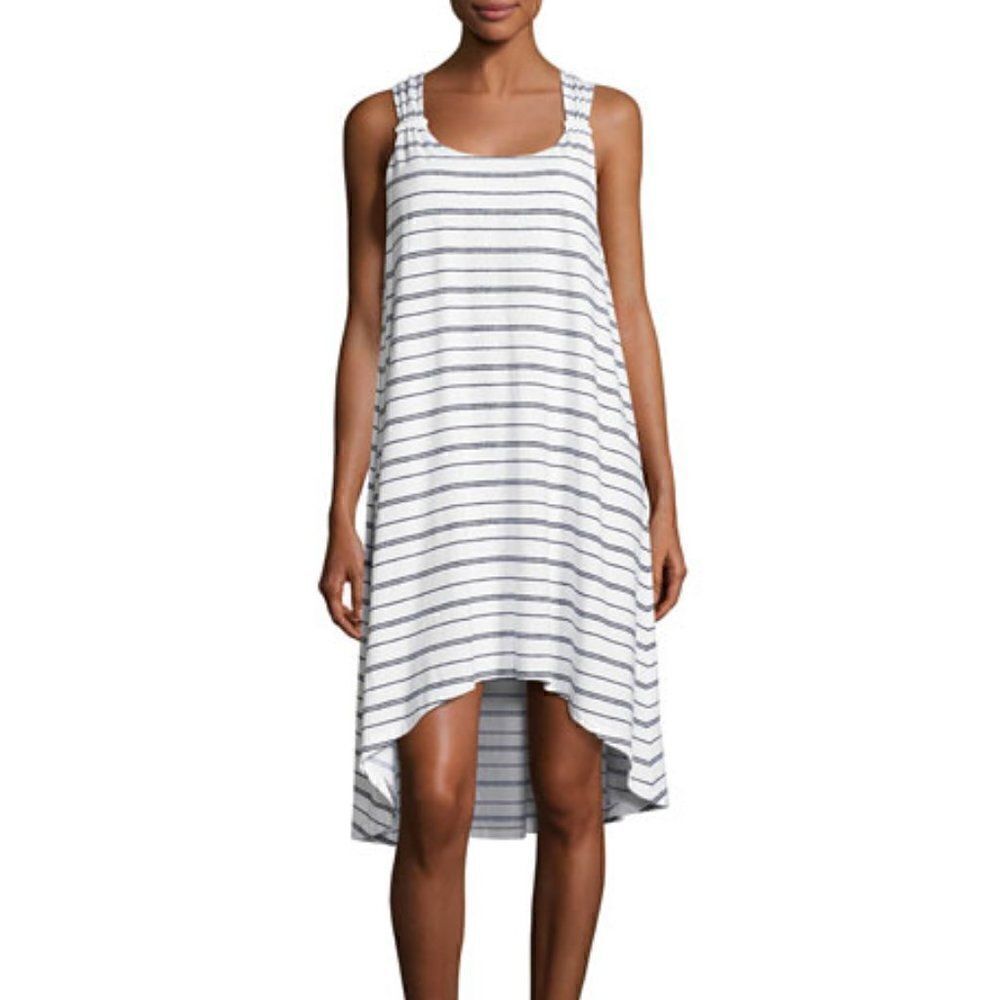 Blue White Twist Back Dress